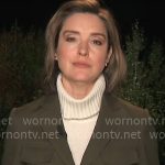 Margaret Brennan’s olive green jacket on CBS Mornings