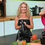 Maria’s black lace trim dress on Access Hollywood