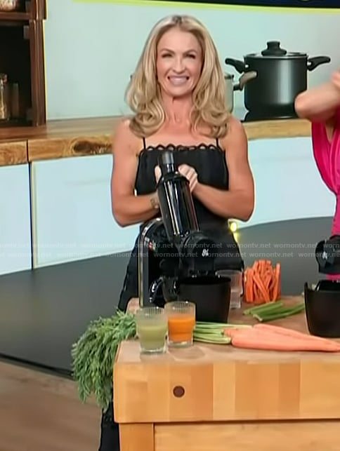 Maria’s black lace trim dress on Access Hollywood