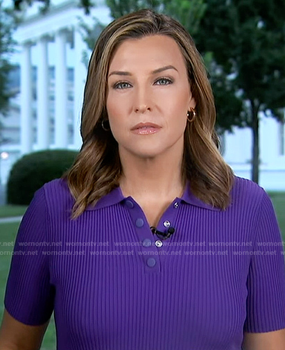 Mary Bruce’s purple polo on Good Morning America