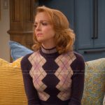 Mary’s purple argyle print sweater on Leanne