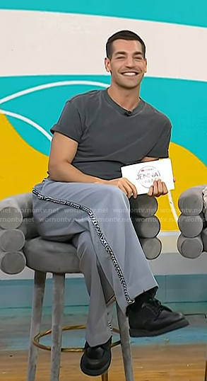 Matt Rogers’ grey chain embellished pants on Today