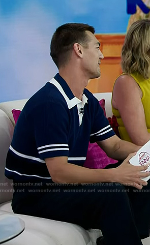 Matt Rogers’ navy stripe polo on Today