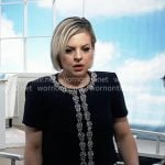Maxie’s navy embellished top on General Hospital