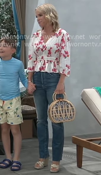 Maxie’s white and pink floral top on General Hospital