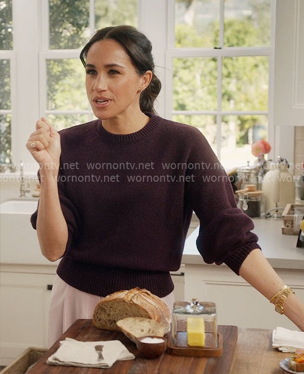 Meghan Markle’s purple sweater on With Love Meghan