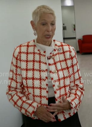 Melissa Craft’s red checked jacket on CBS Mornings
