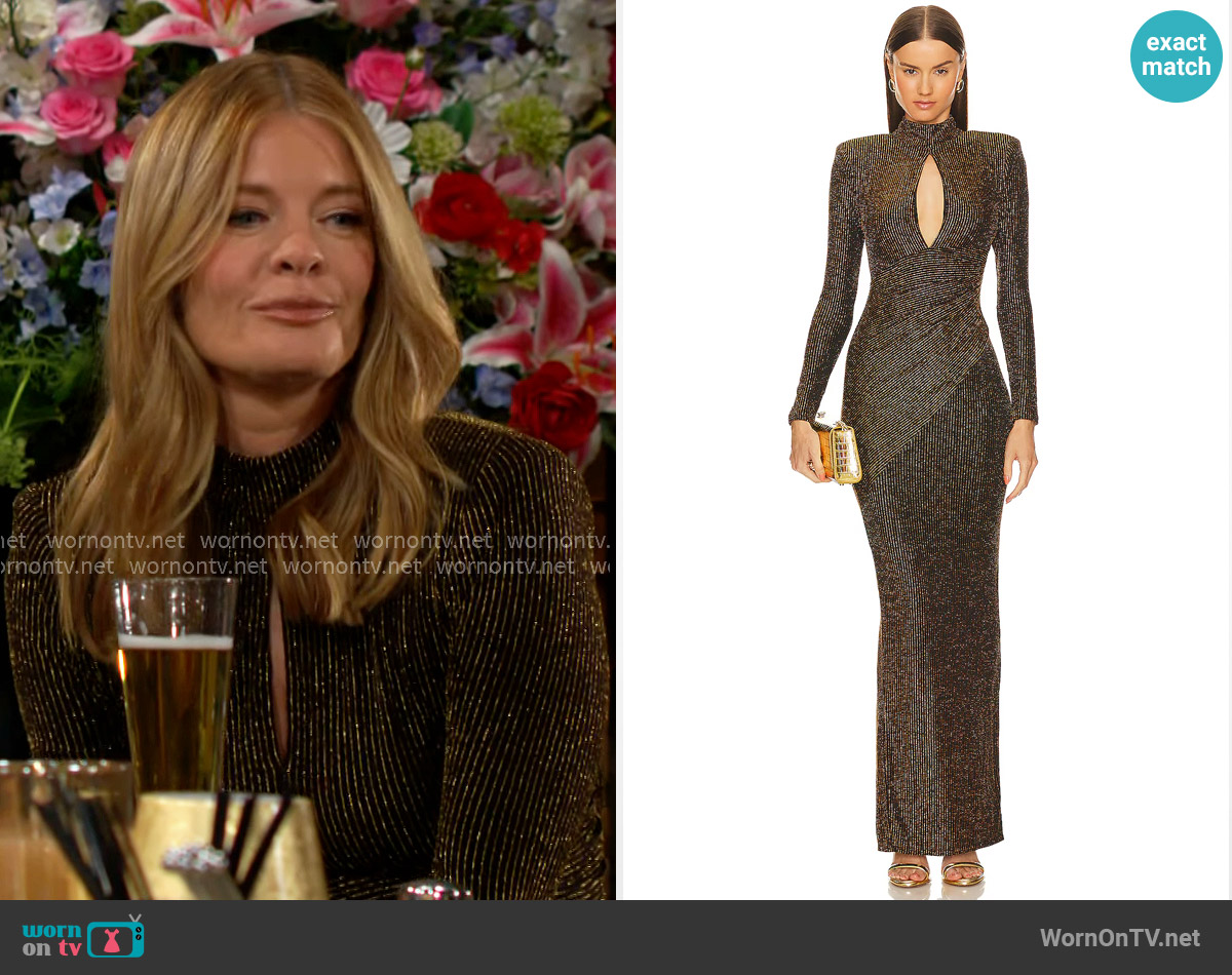 Michael Costello x Revolve Winnie Gown worn by Phyllis Summers (Michelle Stafford) on The Young and the Restless