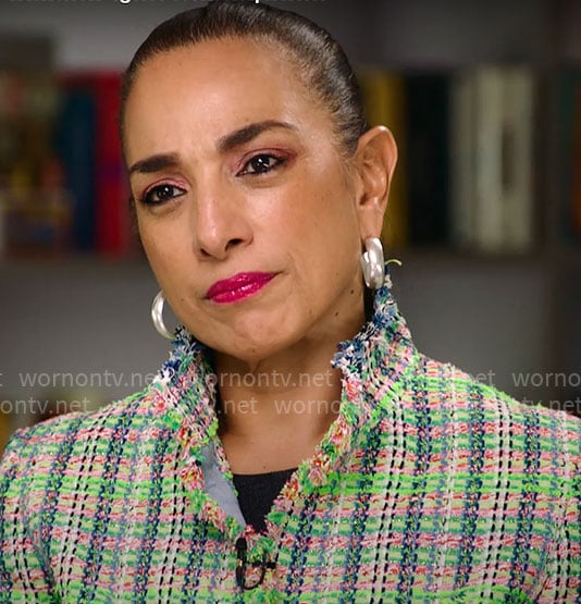 Michelle Miller’s multi-color tweed jacket on CBS Mornings