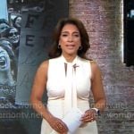 Michelle Miller’s white tie-neck dress on CBS Mornings