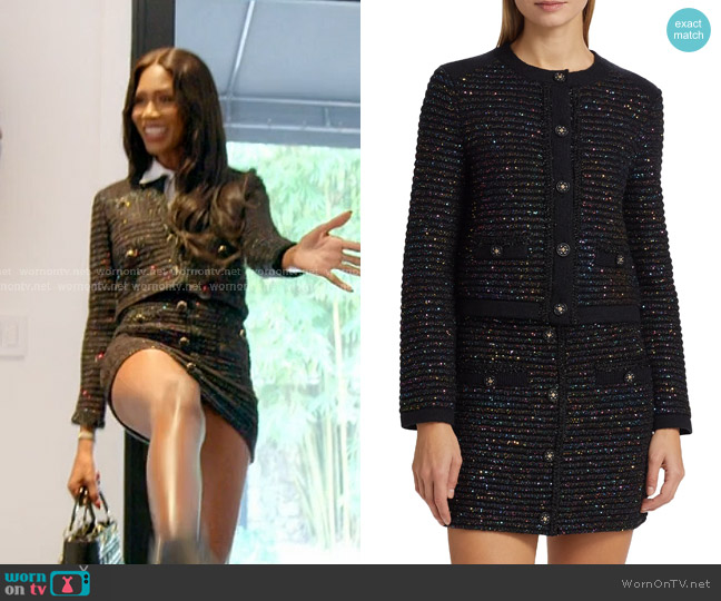 Milly Sequin Textured Button-Front Cardigan Jacket worn by Kiki Barth (Kiki Barth) on The Real Housewives of Miami