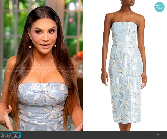 Milly Strapless Sequin Floral Dress worn by Adriana de Moura (Adriana de Moura) on The Real Housewives of Miami