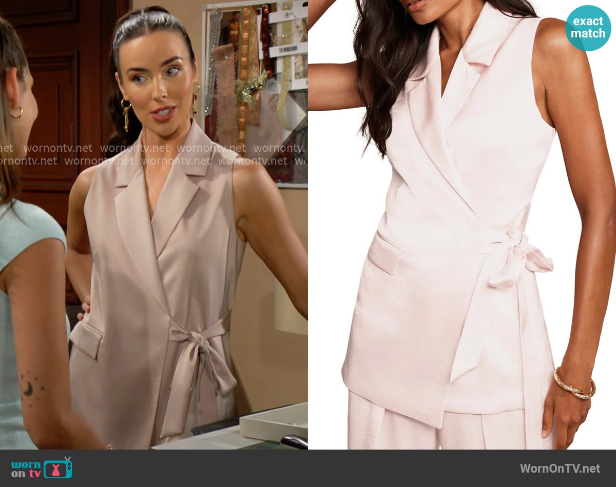 Mint Velvet Longline Wrap Vest worn by Ivy Forrester (Ashleigh Brewer) on The Bold and the Beautiful