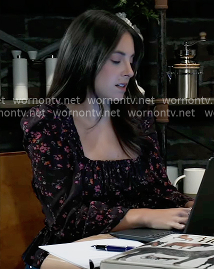 Molly’s black floral top on General Hospital