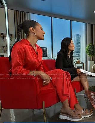 Morgan’s clear slide sandals on NBC News Daily