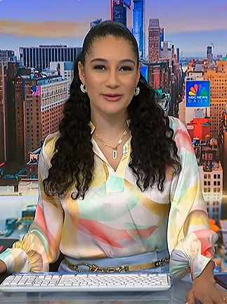 Morgan’s watercolor blouse on NBC News Daily