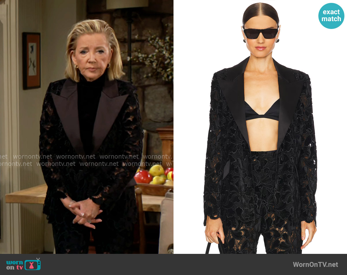 Nadine Merabi Floral Valia Blazer worn by Nikki Reed Newman (Melody Thomas-Scott) on The Young and the Restless