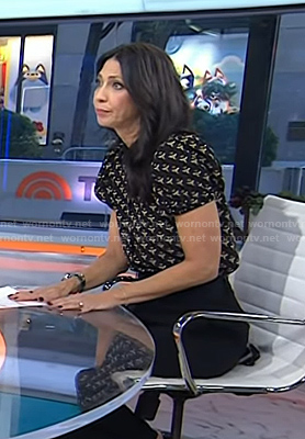 Natalie’s black bee print puff sleeve blouse on Today