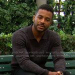 Nate’s black printed polo sweater on The Young and the Restless