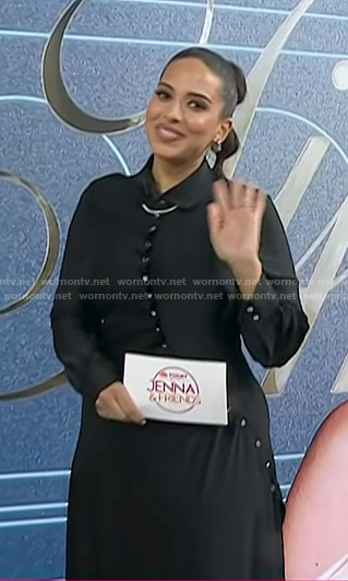 Nessa Diab’s black asymmetric button shirtdress on Today