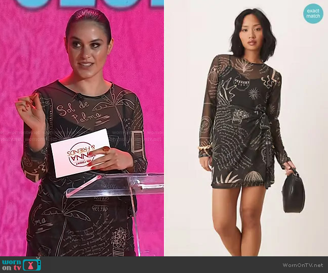 Never Fully Dressed Mesh Mini Dress in black print worn by Donna Farizan on Today
