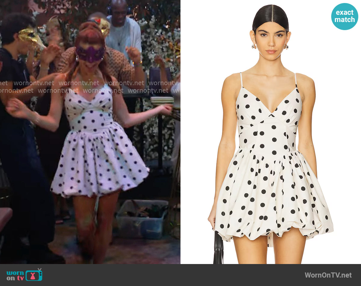 Nicholas Apaline Mini Dress in Ivory Black Polka Dot worn by Lainey (Heidi Grace Engerman) on The Bold and the Beautiful