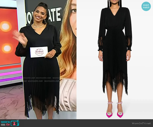 Nissa Lace-trim Pleated Midi Dress worn by Nessa Diab on Today
