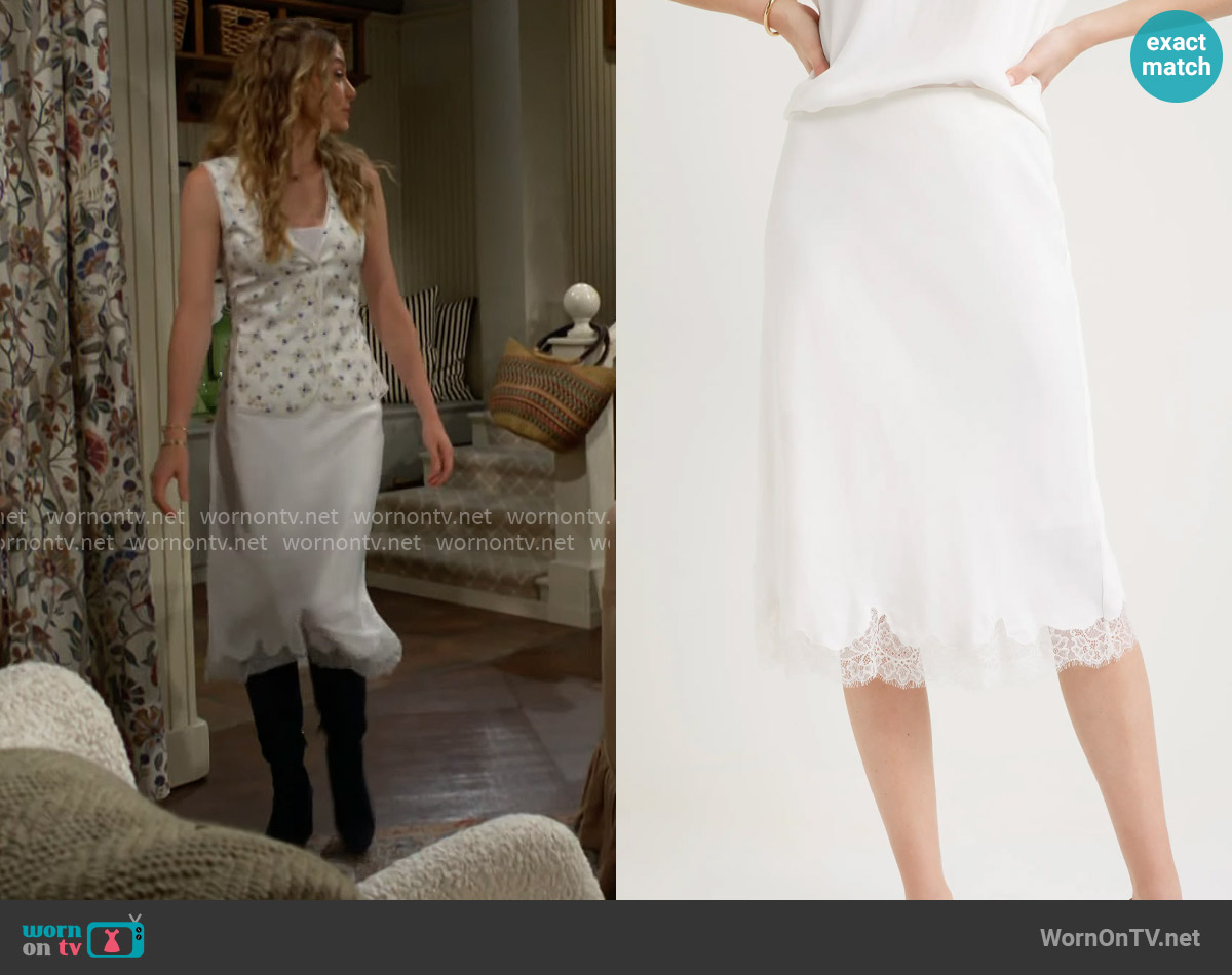 Nordstrom Lace Trim Bias Cut Midi Skirt worn by Claire Grace (Hayley Erin) on The Young and the Restless