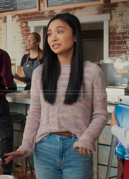 Olivia’s pink space dye knit sweater on My Life with the Walter Boys
