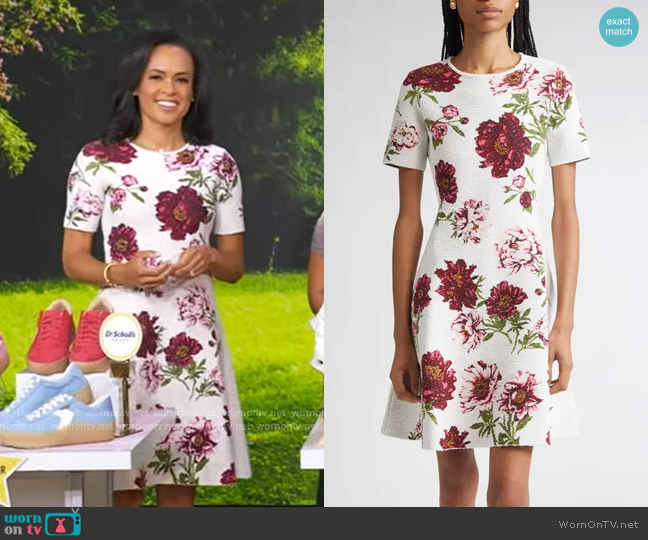 Oscar de la Renta Peony Bouclé Dress worn by Linsey Davis on Good Morning America