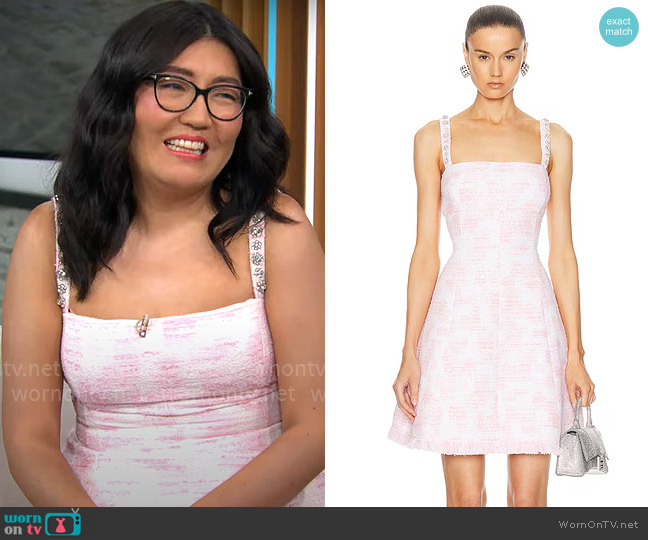 Oscar de la Renta Tweed Mini Dress worn by Jenny Han on CBS Mornings
