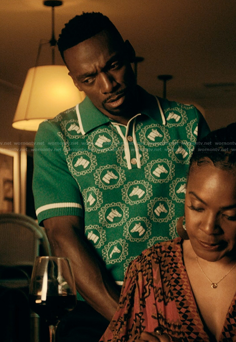 Pastor Zeke’s green knit polo on The Chi