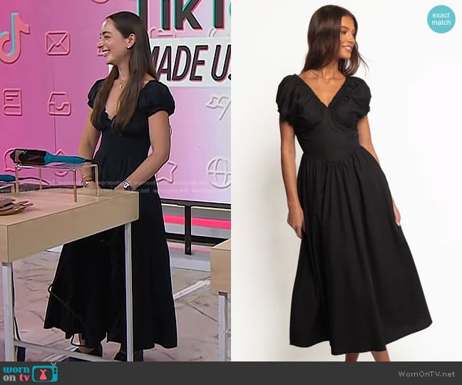 Petal & Pup Larson Midi Dress in Black worn by Sydney Adler on Today