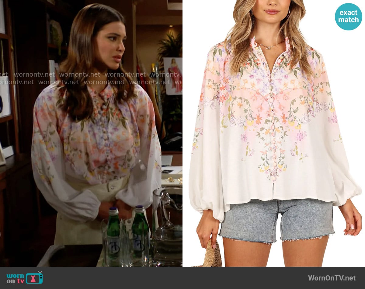 Petal & Pup Tiarna Floral Print Shirt worn by Electra Forrester (Laneya Grace) on The Bold and the Beautiful