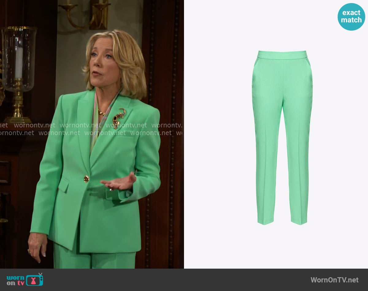 Pinko Parano Pants worn by Nikki Reed Newman (Melody Thomas-Scott) on The Young and the Restless