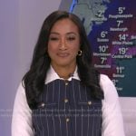 Brittany’s navy pinstripe dress on Good Morning America
