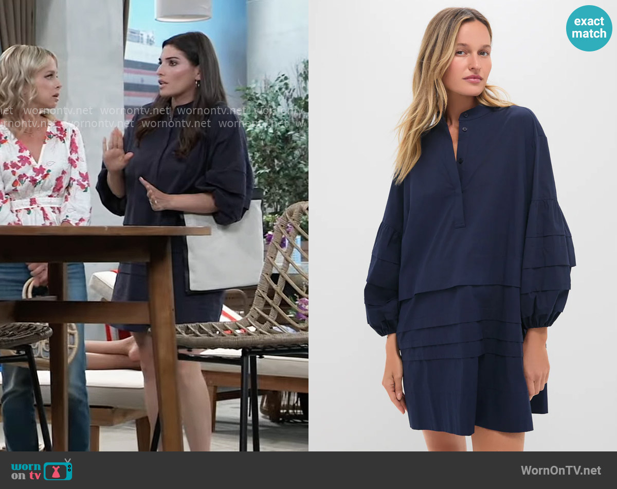 Pomander Place Chelsea Dress in Navy worn by Brook Lynn Quartermaine (Amanda Setton) on General Hospital