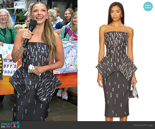 Prabal Gurung Corset Strapless Panier Top in Grey worn by Ariana Madix on Today