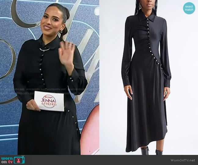 Rabanne Long Sleeve Draped Jersey Midi Dress worn by Nessa Diab on Today