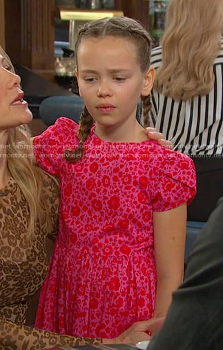 Rachel’s red and pink floral dress on Days of our Lives