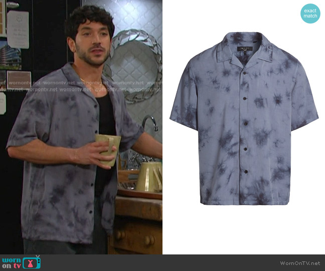 Rag & Bone Avery Washed Short Sleeve Shirt in Ombre worn by  Javi Hernandez (Al Calderon) on Days of our Lives