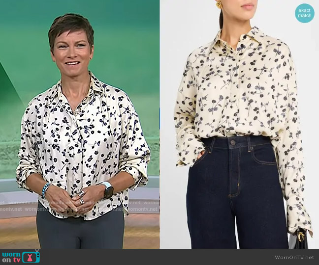 Rag & Bone Martha Floral Satin Shirt in Ivory Floral worn by Stephanie Gosk on Today