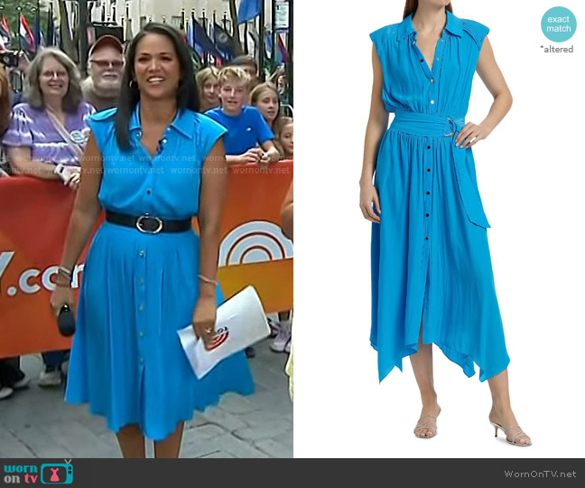 Ramy Brook Ivy Belted Sleeveless Shirtdress in Royale Blue worn by Laura Jarrett on Today
