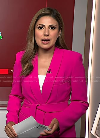 Rana Novini’s pink belted blazer on NBC News Daily