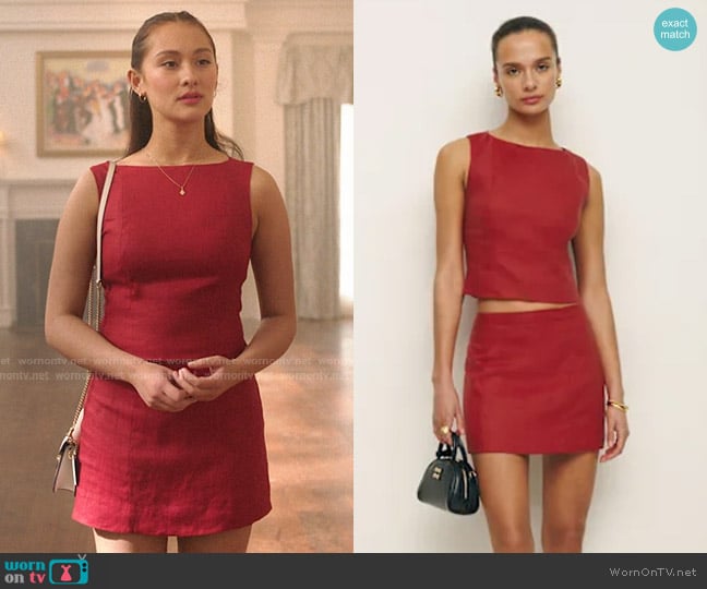 Reformation Grace Linen Two Piece in Sundried Tomato worn by Belly Conklin (Lola Tung) on The Summer I Turned Pretty