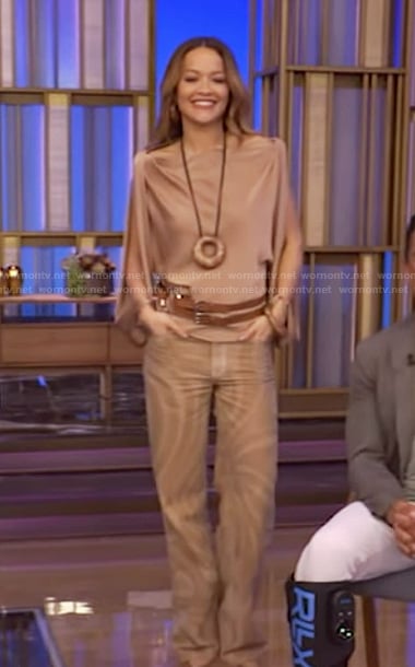 Rita Ora’s denim jeans on Live with Kelly and Mark