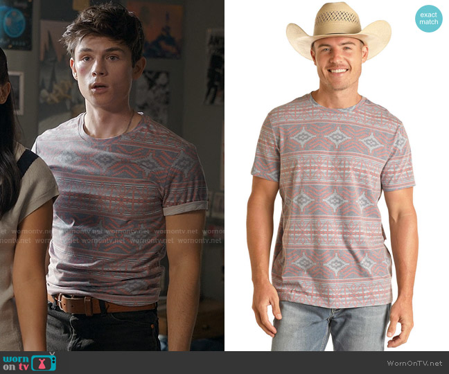 Rock n Roll All Over Aztec Print Tee worn by Alex Walter (Ashby Gentry) on My Life with the Walter Boys