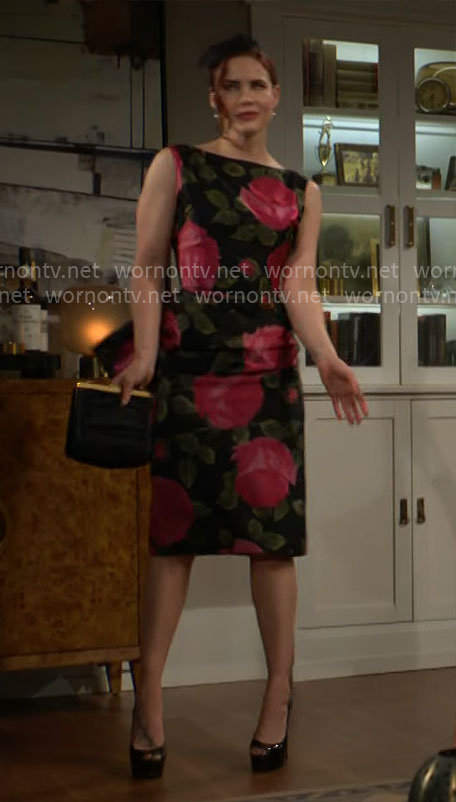 Sally’s rose print dress on The Young and the Restless