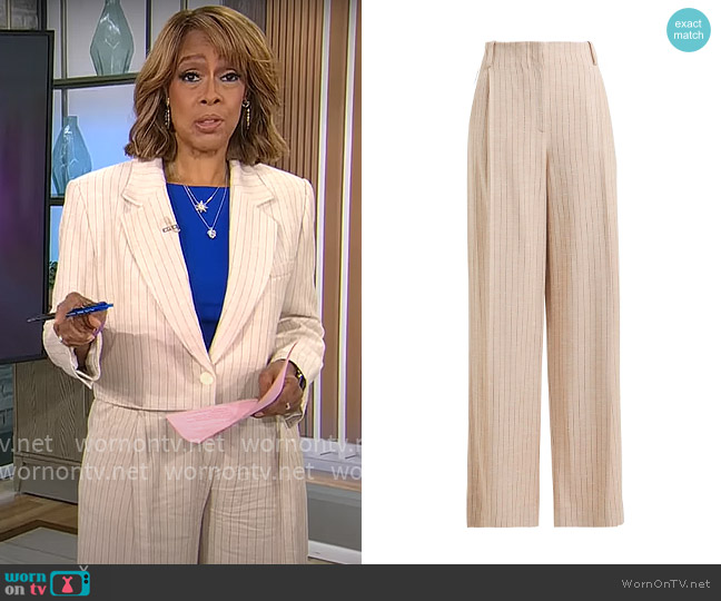 Sandro Pinstripe Pants worn by Gayle King on CBS Mornings