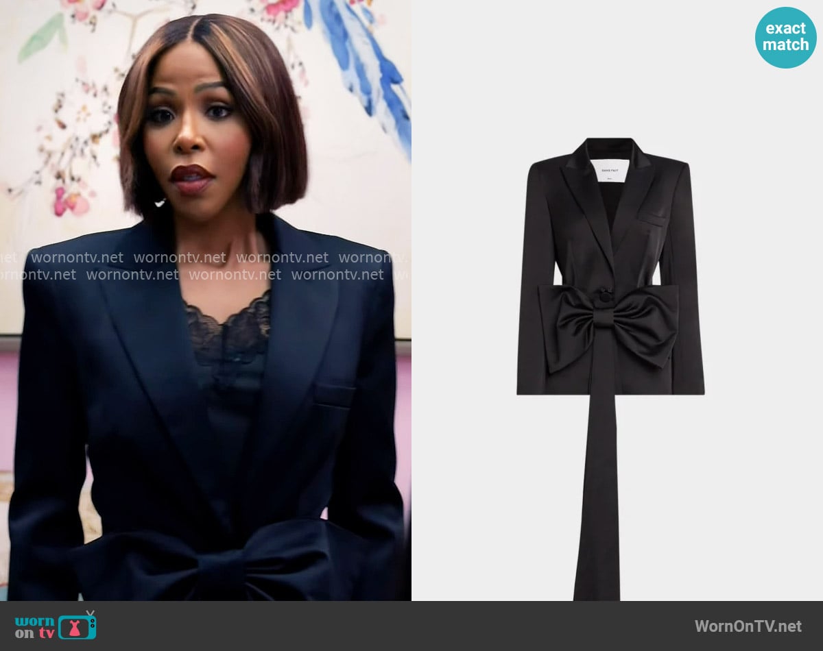Sans Faff Sloan Satin Blazer with Detachable Bow worn by Andrea Barnes (Kj Smith) on Tyler Perrys Sistas
